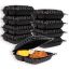 MULMEHË® MFPP Plastic Hinged Take Out Containers, 10x10x3", Vented 3-Compartment, Black, 200/CS